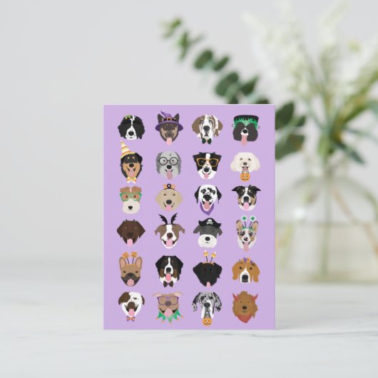 Halloween Dog Faces Briefkaart (Staand voorkant)