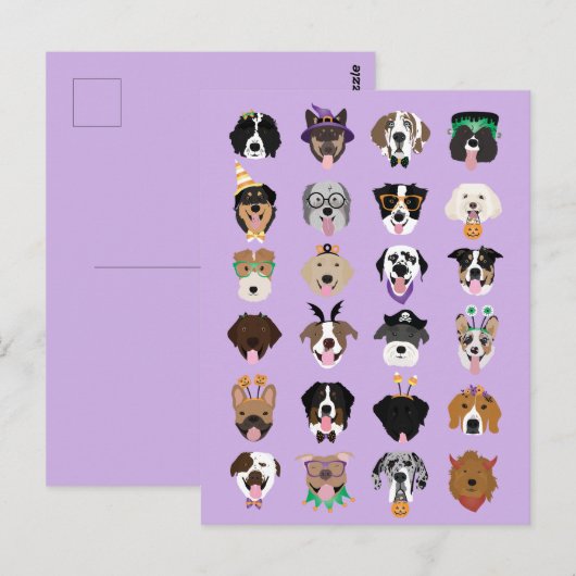 Halloween Dog Faces Briefkaart (Voorkant / Achterkant)