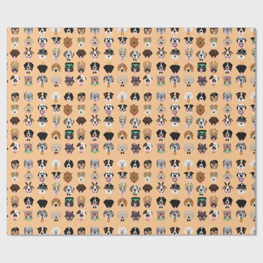 Halloween Dog Faces Pattern Cadeaupapier (Vlak)