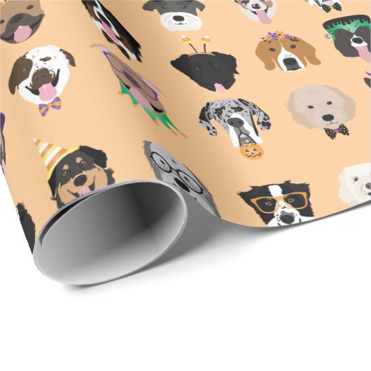 Halloween Dog Faces Pattern Cadeaupapier (Rol Hoek)