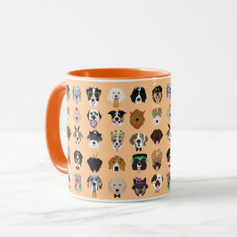 Halloween Dog Faces Pattern Mok
