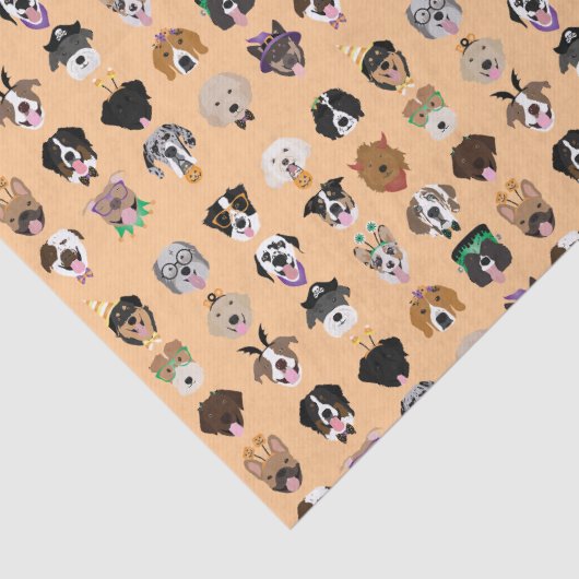 Halloween Dog Faces Pattern Tissuepapier (Detail)