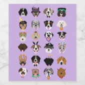 Halloween Dog Faces Wijn Etiket (Enkel label)