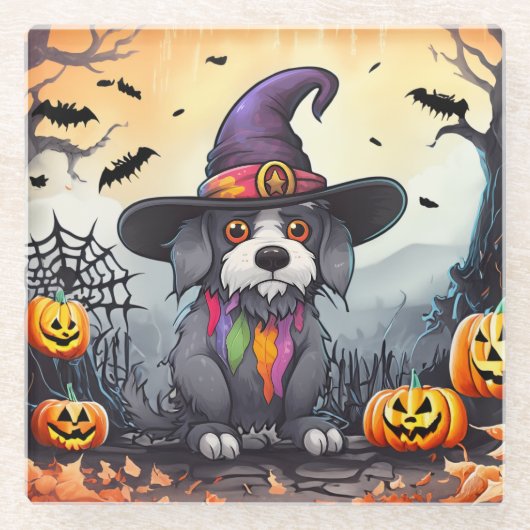 Halloween Dog Glazen Onderzetter (Voorkant)