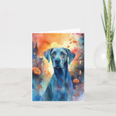 Halloween Dog Great Dane Met Pompoenen Griezelen Kaart (Voorkant)