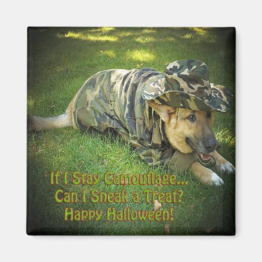 Halloween Dog in Camouflage Magneet (Voorkant)