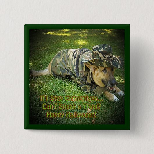 Halloween Dog in Camouflage Vierkante Button 5,1 Cm (Voorkant)