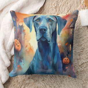 Halloween Dog met Pompoenen Griezelen Kussen