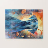 Halloween Dog met Pompoenen Griezelen Legpuzzel (Horizontaal)