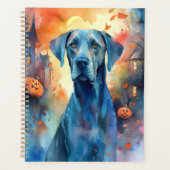 Halloween Dog met Pompoenen Griezelen Planner (Voorkant)