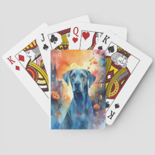 Halloween Dog met Pompoenen Griezelen Pokerkaarten