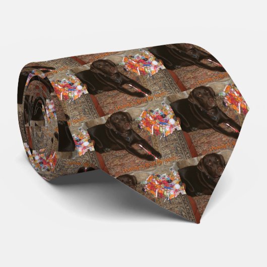 Halloween Dog met zoete tand Stropdas (Opgerold)