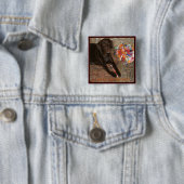 Halloween Dog met zoete tand Vierkante Button 5,1 Cm (In situ)