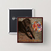 Halloween Dog met zoete tand Vierkante Button 5,1 Cm (Voorkant /achterkant)