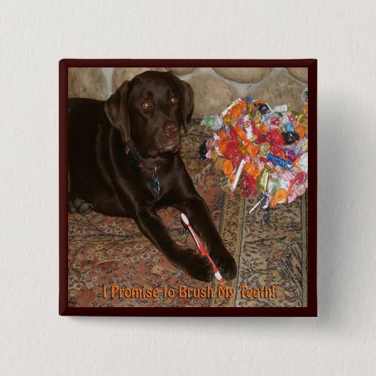 Halloween Dog met zoete tand Vierkante Button 5,1 Cm (Voorkant)