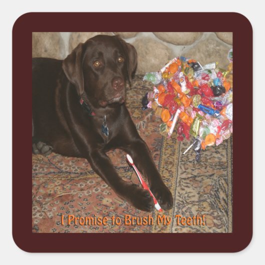 Halloween Dog met zoete tand Vierkante Sticker (Voorkant)