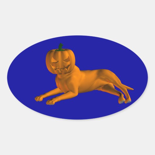 Halloween Dog Ovale Sticker (Voorkant)