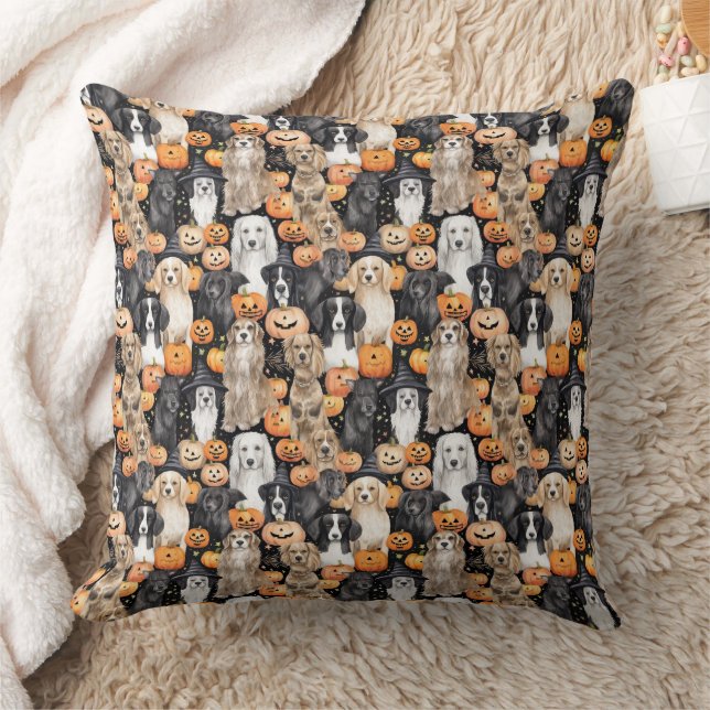 Halloween Dog Party - Cute Dog Breeds with Pumpkin Kussen (Deken)