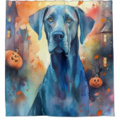 Halloween Dog van Groot Ras met Pompoenen Eng Douchegordijn (Voorkant)