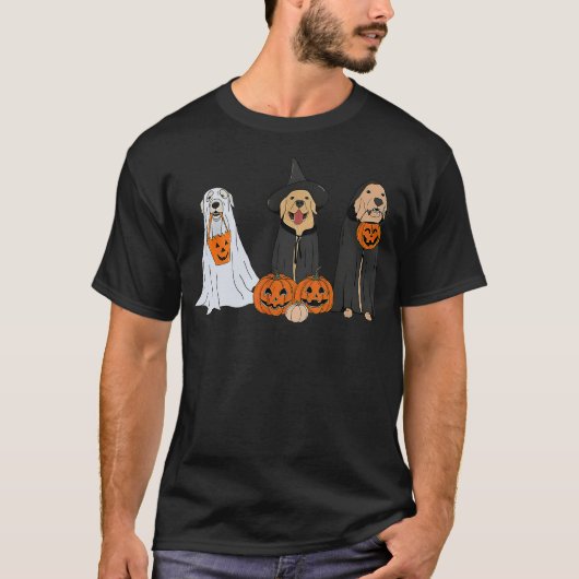 Halloween Dog Wearing Ghost Custome Dog Lovers T-shirt (Voorkant)