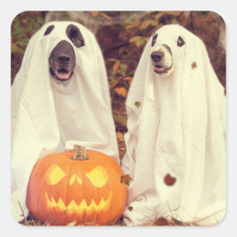 HALLOWEEN DOGS AS GHOSTS SQUARE STICKER
