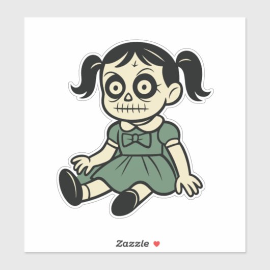 Halloween Doll Girl Sticker – Cute Spooky Design (Vel)