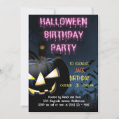 Halloween Donker Gloeiend Pompoen Verjaardagsfeest Kaart (Voorkant)