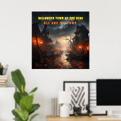 Halloween Donkere en Griezeldorp van de Doden  Poster (Thuiskantoor)