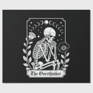 Halloween Donkere Gotische Skelet Overdenker Cadeaupapier