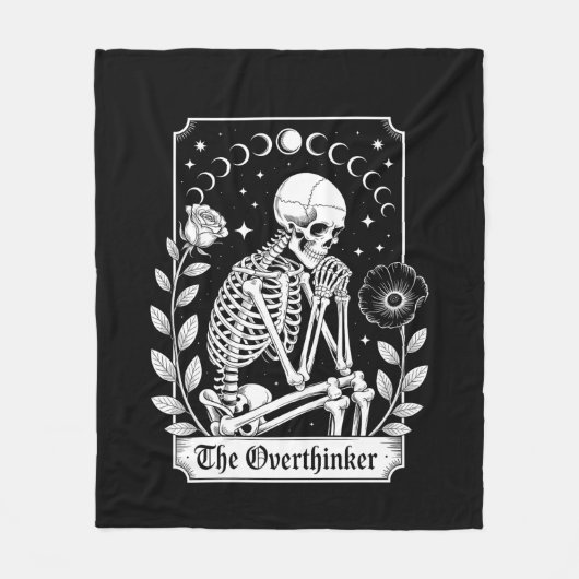 Halloween Donkere Gotische Skelet Overdenker Fleece Deken (Voorkant)