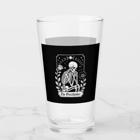 Halloween Donkere Gotische Skelet Overdenker Glas (Voorkant)