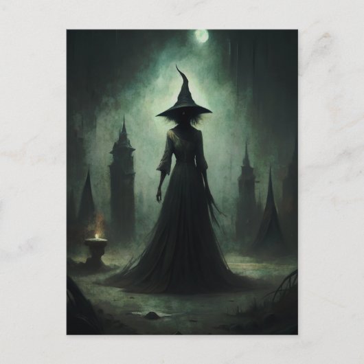 Halloween donkere heks briefkaart (Voorkant)