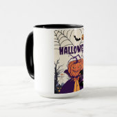 Halloween - donkere pompoen en tovenaar mok (Voorkant links)
