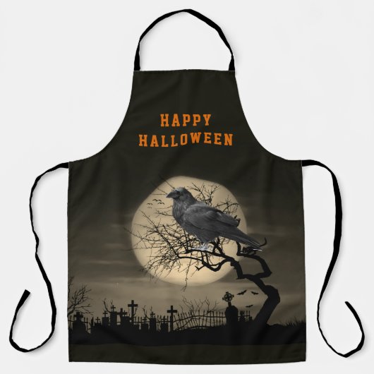 Halloween Donkere Raaf Gotisch  Schort (Voorkant)