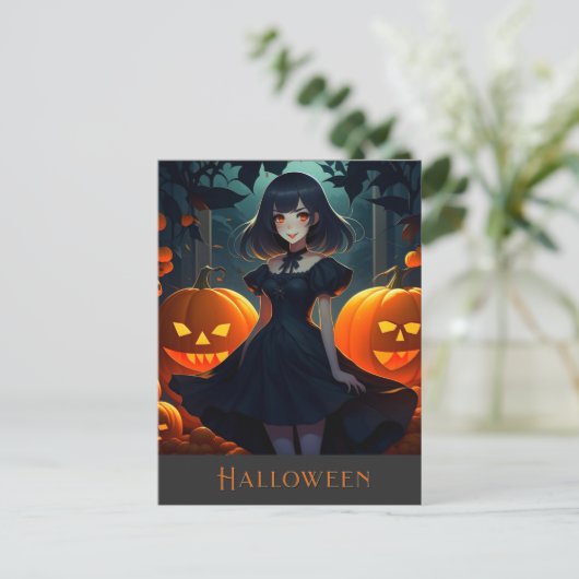 HALLOWEEN DONKERE VAMPIER PRINSES BRIEFKAART (Staand voorkant)