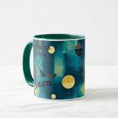 Halloween - Donkergroene Spooky Broomstick Mok (Voorkant links)