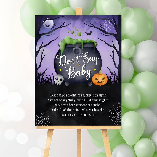 Halloween "Don't Say Baby" Baby shower Game Sign Poster