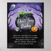 Halloween "Don't Say Baby" Baby shower Game Sign Poster (Voorkant)