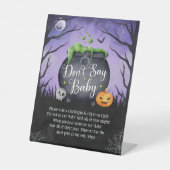 Halloween "Don't Say Baby" Baby shower Game Sign Reclamebord Met Voetstuk (Voorkant)