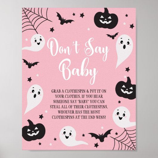 Halloween "Don't Say Baby" Baby shower Poster teke (Voorkant)