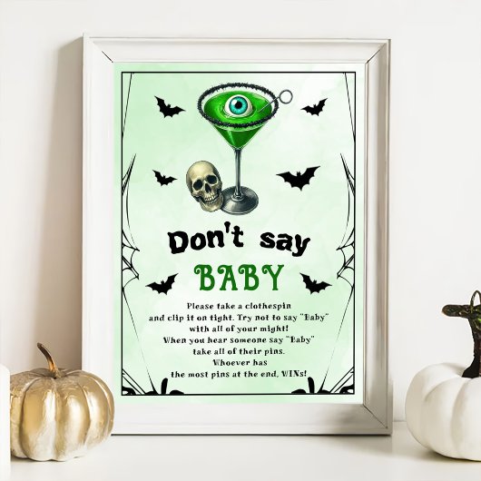 Halloween "Don't Say Baby" Baby shower spel Poster