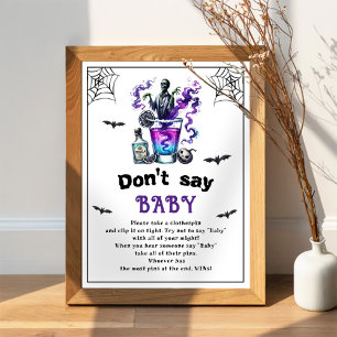 Halloween "Don't Say Baby" Baby shower spel Poster