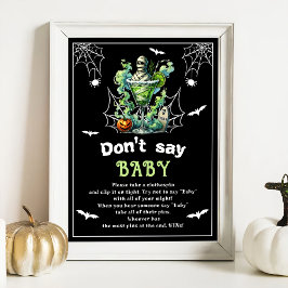 Halloween "Don't Say Baby" Baby shower spel Poster
