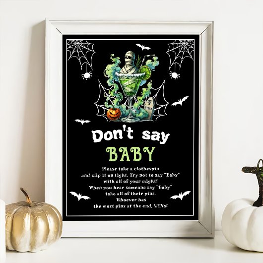 Halloween "Don't Say Baby" Baby shower spel Poster