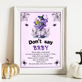 Halloween "Don't Say Baby" Baby shower spel Poster