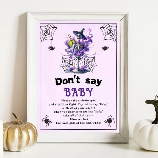Halloween "Don't Say Baby" Baby shower spel Poster