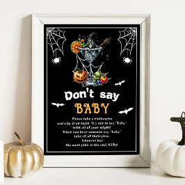 Halloween "Don't Say Baby" Baby shower spel Poster