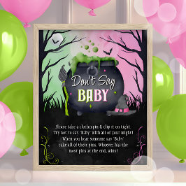 Halloween Don't Say Baby Baby Shower Spelbord Poster
