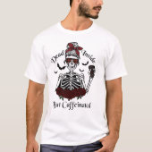 HALLOWEEN DOOD BINNEN MAAR CAFEÏNEVRIJ SKELET T-SHIRT (Voorkant)