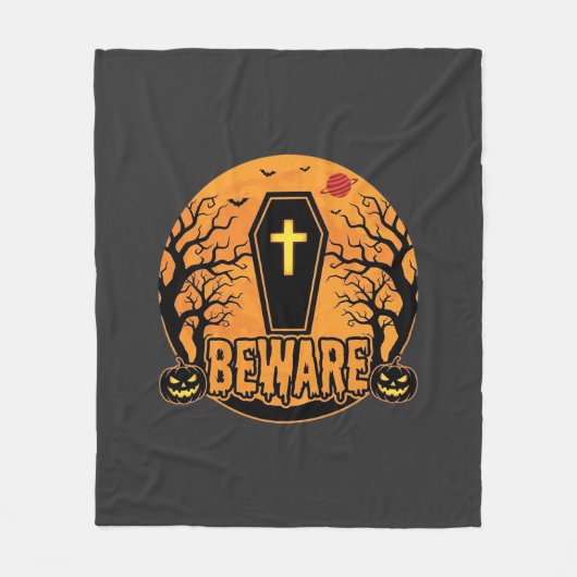 Halloween doodkist Pas op Pompoen Horror Ontwerp_1 Fleece Deken (Voorkant)